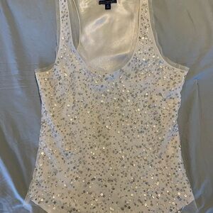 American Eagle Outfitters Shimmering Silver Sequin Tank Top